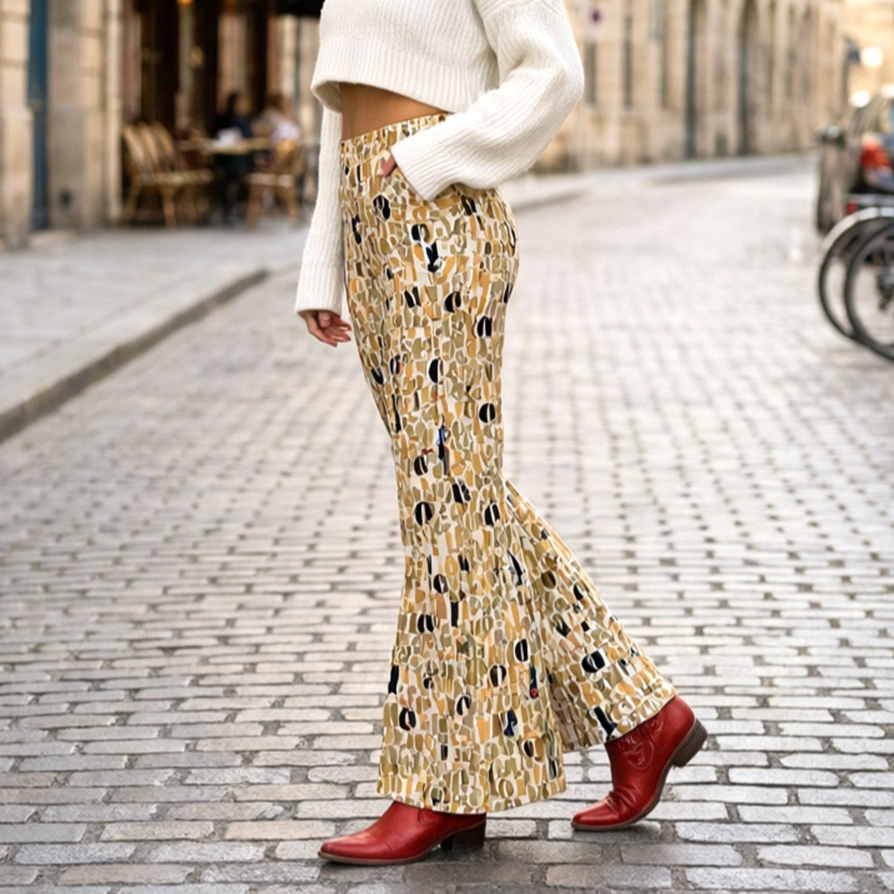 Motel Rocks Zoven Flare Trouser In Cowgirl model Size medium